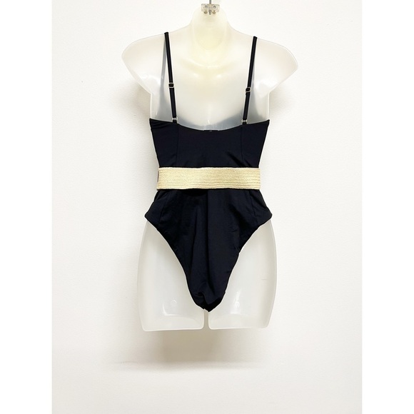 Who Wore What Onia Womens Danielle Raffia Belted One Piece Swimsuit Sz M - Picture 7 of 12